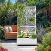 TOAOTBNBO Metal Raised Garden Bed with Diagonal Geometric Pattern，Outdoor Planter Box with Wheels, Modern Privacy Screen for Garden and Patio - 2 of 4