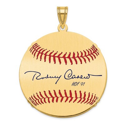 Black Bow Jewelry 14K Gold Plated Rod Carew Signature LG Enamel Baseball Pendant