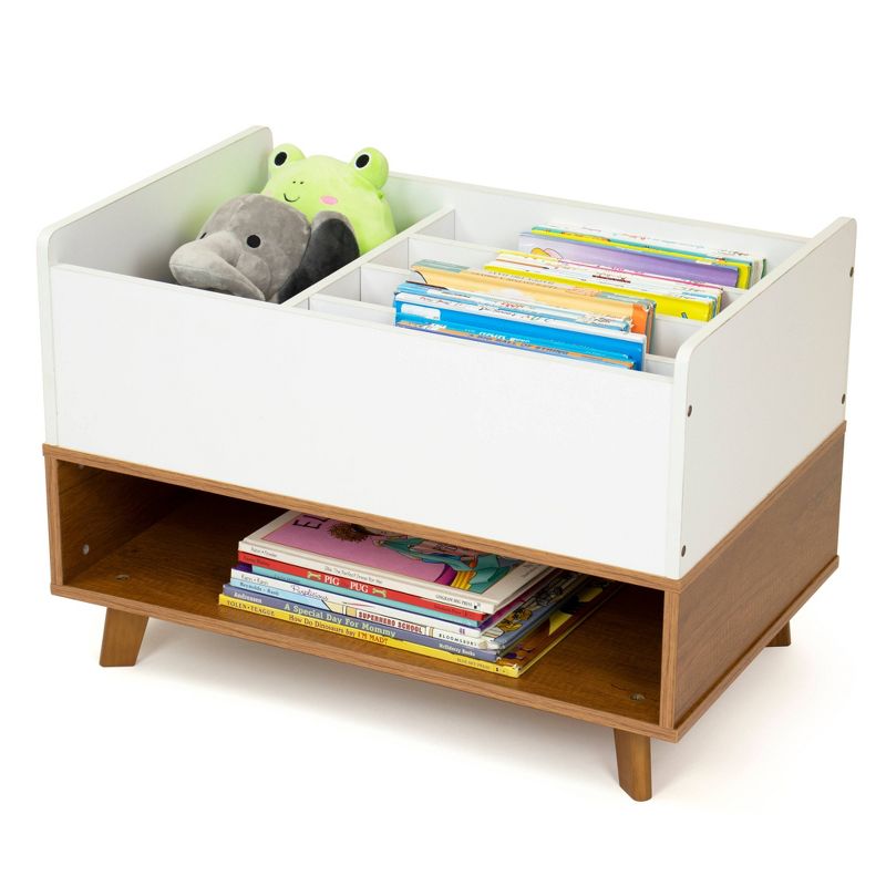 Morgan Mid-Century Kids&#39; Bookshelf Caddy and Kids&#39; Toy Storage with Shelf Wood/White - Humble Crew, 3 of 7