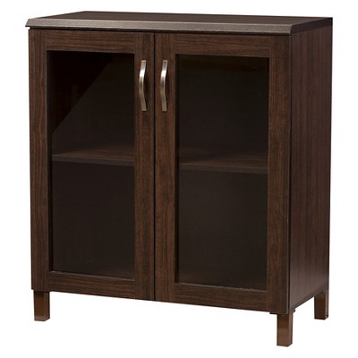 Sintra Modern and Contemporary Sideboard Storage Cabinet with Glass Doors - Dark Brown - Baxton Studio