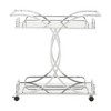 Inspire Q Knox Curving Metal Frame Bar Cart Chrome: Tempered Mirrored Shelves, Mobile Caster Wheels, Iron Construction - 4 of 4