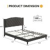 Homhougo Full Size Bed Frame with Button Tufted Headboard, Fabric Upholstered Platform Bed Frame with Adjustable Headboard, Easy Assembly, Grey - 2 of 4