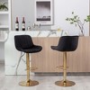 Velvet Bar Stools Set of 2 with Adjustable Height, 360¡ã Swivel, Chrome Footrest, and Metal Legs for Kitchen, Dining, or Bar - 2 of 4