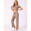 INSPIRE CHIC Women's Ribbed Knit Short Sleeve Crop Top with Pants Outfits Lounge Sets - 2 of 4