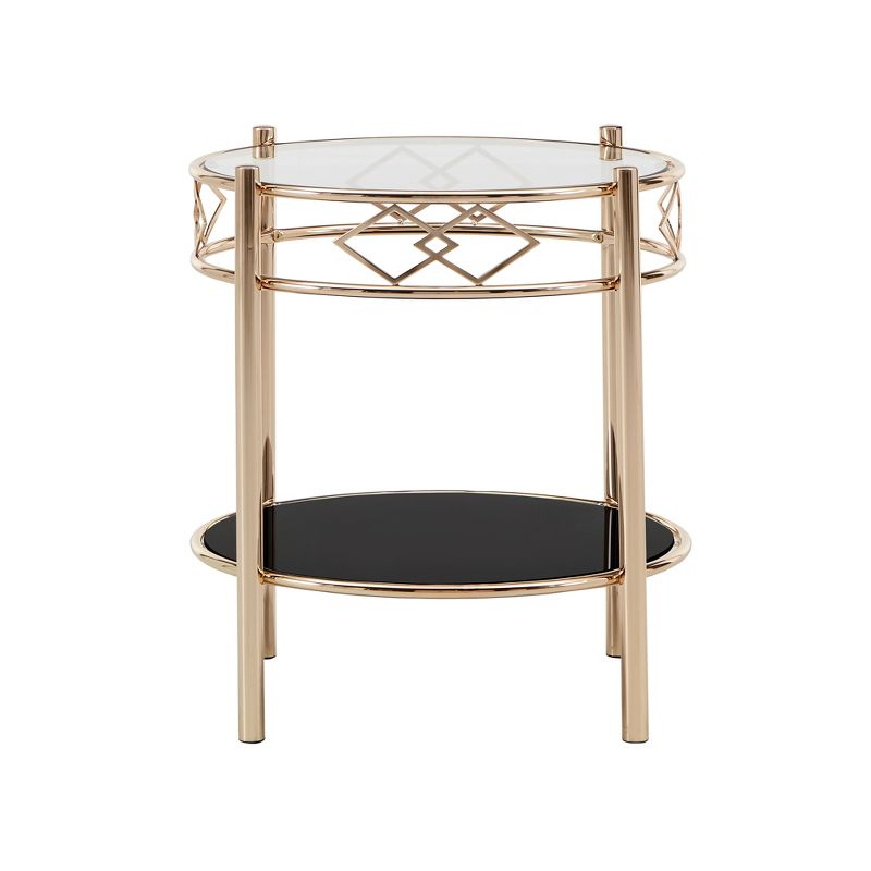 Hardin Metal End Table with Black Tempered Glass Rose Gold Finish - Inspire Q, 4 of 7