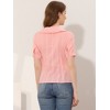 Allegra K Women's Peter Pan Collar Swiss Dots Short Sleeves Button Front Shirt - 4 of 4