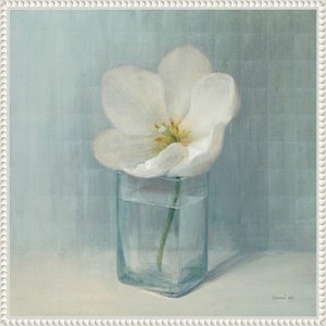 Amanti Art Single White Tulip by Danhui Nai Framed Canvas Wall Art - 1 of 4