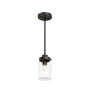 Hunter Fans 4.4" Devon Park Ceiling Light Onyx Bengal Finish - 1 Light Pendant with Vintage Charm and Dimmable Feature - 1 of 4