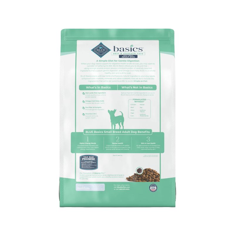 Blue Buffalo Basics Skin &#38; Stomach Care  Grain Free Natural  Lamb &#38; Potato Recipe Small Breed Dry Dog Food - 11lbs, 4 of 13