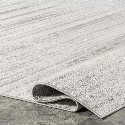 Kiley Faded Serene Stripes Gray Synthetic Indoor Area Rug, 4' 3" x 6'
