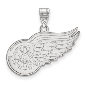 Black Bow Jewelry 14k White Gold Detroit Red Wings NHL Large Pendant - 1 of 3