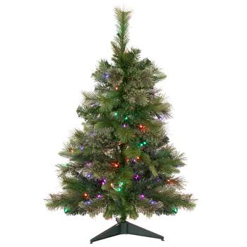 Northlight 3' Pre-Lit Kingston Cashmere Pine Full Artificial Christmas Tree, Multi LED Lights