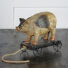 Northlight 10" Black and White Wood Textured Pig on Cart Outdoor Garden Statue - 3 of 3