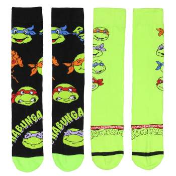 Teenage Mutant Ninja Turtles Classic Cartoon Crew Socks For Men Women 2 Pair Green