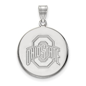 Black Bow Jewelry 14k White Gold Ohio State Buckeyes NCAA Large Pendant - 1 of 3