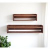 HomeRoots Set Of Two Brown Wood Wall Mounted Floating Shelves - 2 of 4