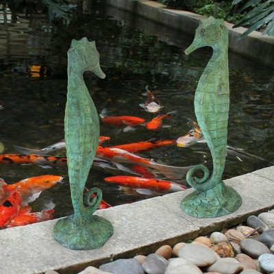 Bronze Seahorse Garden Statue with Hand-Applied Patina
