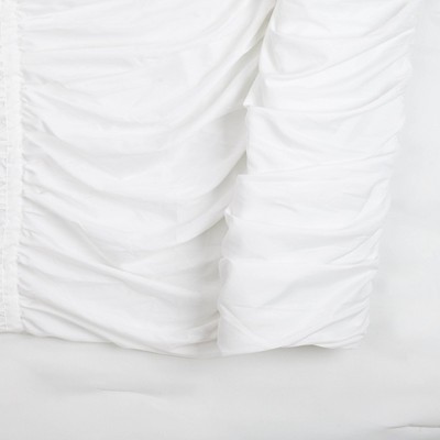 Emily White Ruched Polyester Full Comforter Set