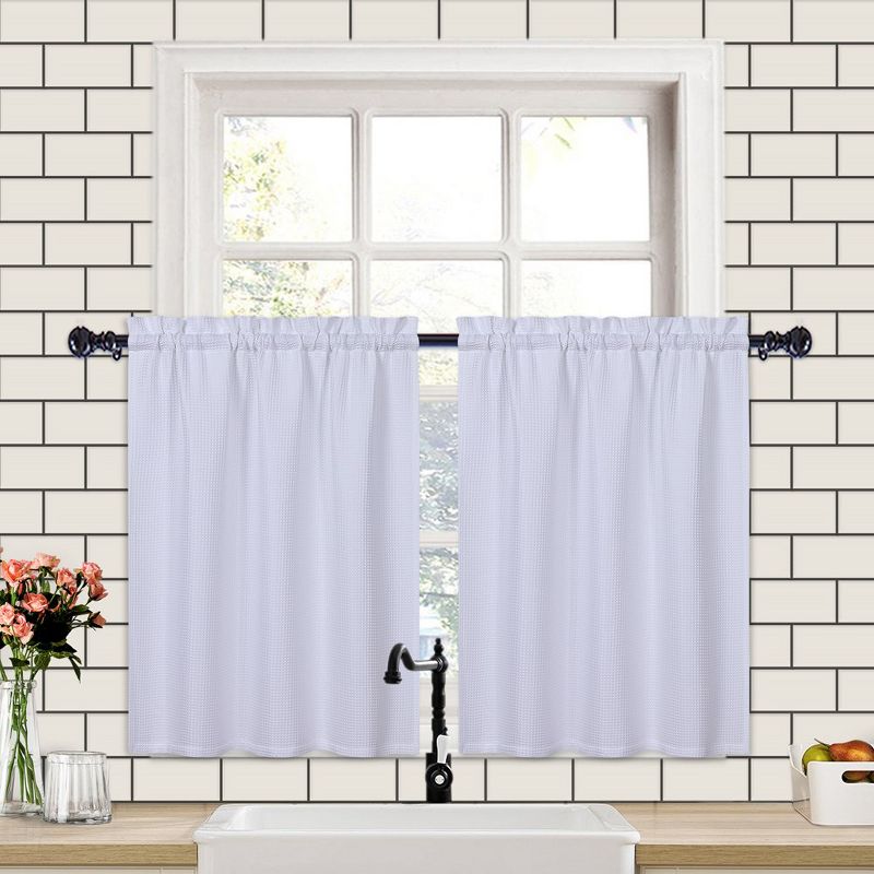 210GSM Waffle Weave Short Kitchen Curtains Bathroom Window Curtains, 1 of 7