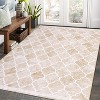 Machine Washable Area Rug Boho Low Pile Rug Geometric Trellis Non Slip Backing Rug Foldable Ultra-Thin Carpet - 2 of 4