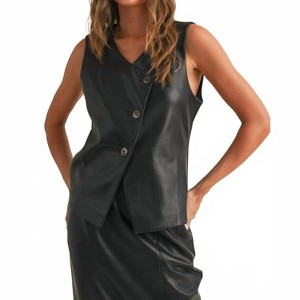 Women's Asymmetric Leather Vest - MIOU MUSE - 1 of 4