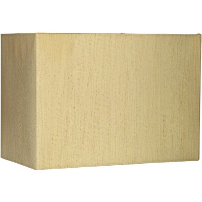 Springcrest Gold Medium Rectangular Lamp Shade 14" Wide x 8" Deep x 10" High (Spider) Replacement with Harp and Finial