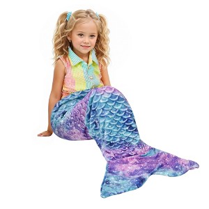Catalonia Mermaid Tail Blanket for Toddlers Girls, Super Soft Plush Flannel Mermaid Sleeping Bag, Unicorn Pattern, Gift for Girls - 1 of 4