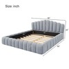 Queen Size Velvet Upholstered Bed Frame Floor Bed with Shell-Shaped Headboard for Bedroom - ModernLuxe - 3 of 4
