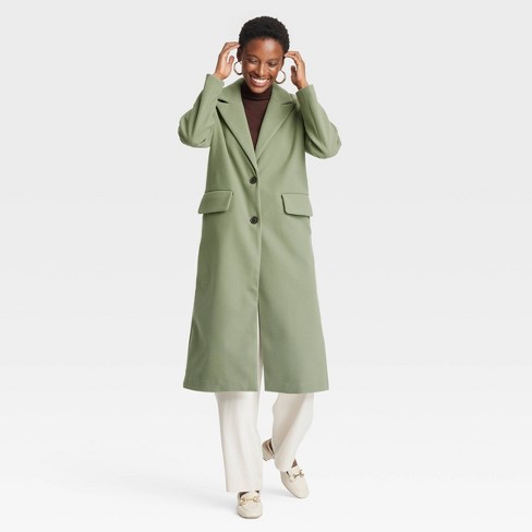 Women s Faux Wool Topcoat A New Day Olive S Target