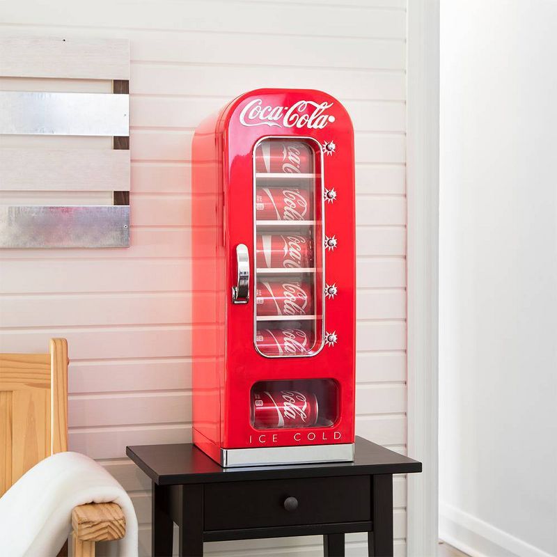 Coca-Cola Vending Machine Mini Fridge 12V DC 110V AC 10 Can Cooler - Red, 6 of 8