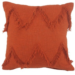HomeRoots 20" X 20" Cinnamon Orange 100% Cotton Zippered Pillow - 1 of 4