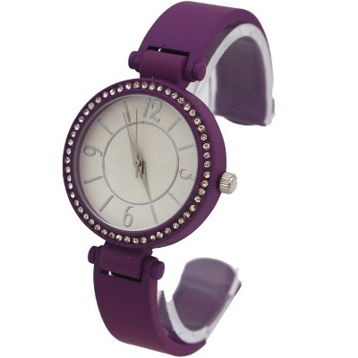 OLIVIA PRATT SOLID COLORS AND RHINESTONE DETAILS BANGLE WATCH