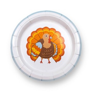 10ct 8" Thanksgiving Paper Party Dinner Plate Turkey - 1 of 3