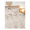 Beige King Size Boho Tufted Duvet Cover Set, 3pc Soft Embroidery Geometric Quilt Cover - 4 of 4