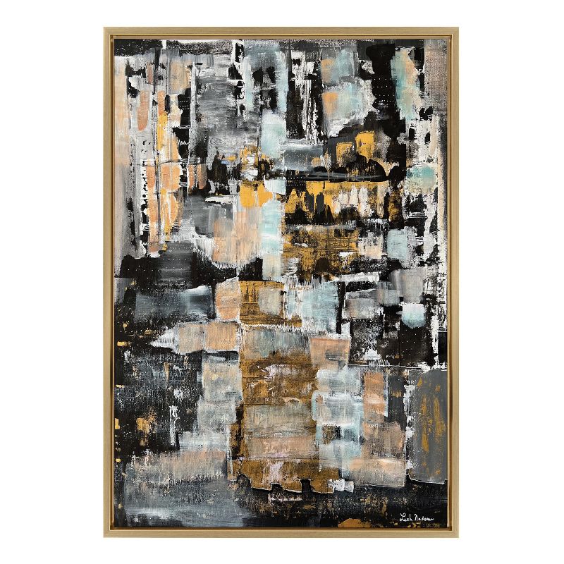 Kate & Laurel All Things Decor Sylvie Starry Night Framed Wall Art by Leah Nadeau Bright Gold Modern Abstract Geometric Wall Art, 2 of 7