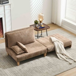 APRILSOUL Foldable sofa bed recliner,3-in-1 convertible, mid-century modern, for small spaces, three pillows,for bedroom study room guest - 1 of 4