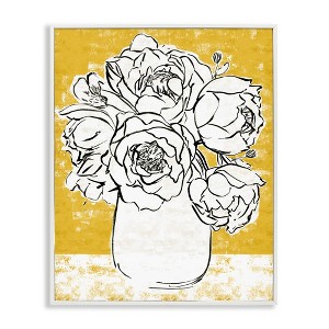 Stupell Industries Peony Sketch Bouquet Contrasted Distressed Yellow Framed Giclee Art - 1 of 4