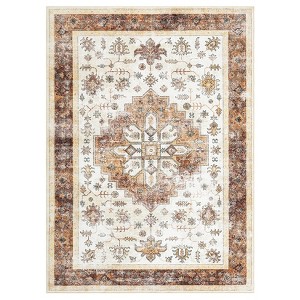 Area Rug for Living Room, Washable Vintage Rug, Non-Slip Low Pile Throw Soft Rugs, Kitchen Carpet for Living Room, Bedroom - 1 of 4