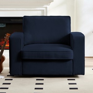 Mjkone Modern 360° Accent Swivel Chair,Upholstered Square Armchair,Comfy Chenille Single Sofa Chair - 1 of 4