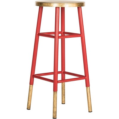 Transitional 30" Red and Gold Metal Bar Stool