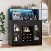 Aheaplus Wine Bar Buffet Table with Storage and Wine Rack, Coffee Bar Cabinet with Drawer - 3 of 4
