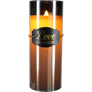 Pavilion Gift Company - Love Lives Here - 9" Smoke Luster Realistic Flame Candle   - Flame Candles - 1 of 4