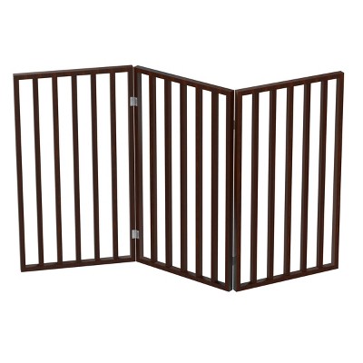 Dark Brown 3-Panel Freestanding Metal and Plastic Pet Gate