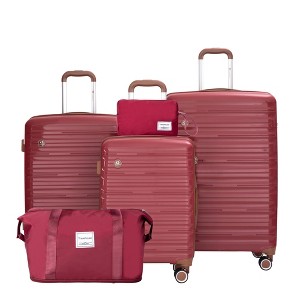 KTMBDW 5 Piece Luggage Set Carry on Suitcase with ABS+PP hardshell, Spinner Wheels & TSA Lock (20"24"28 & Travel Bag & Toiletry Bag) - 1 of 4