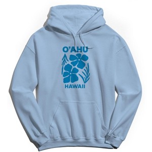Rerun Island Men's O Ahu Hawaii Blue Hibiscus Long Sleeve Graphic Cotton Sweatshirt Hoodie - 1 of 4