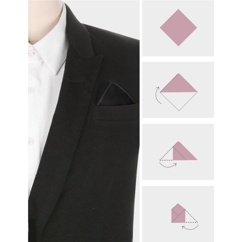 Elerevyo Men's Cotton Solid Color Formal Suit Pocket Squares, 3 of 5