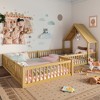 TIRAMISUBEST Twin/Full House-Shaped Kids Floor Bed with Roof & Full-Length Guardrails, Double Bed Frame with A Door - 3 of 4