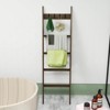 Costway Bamboo Blanket Ladder 5-Tier Ladder Shelf with 4 Removable Hooks Blanket Holder - 4 of 4