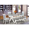 HomeStock 6-Piece Rectangle Wire Brushed Linen White Finish Solid Wood Top Dining Table with 1-Bench, 4-Chairs - 2 of 4
