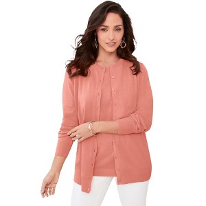 Jessica London Women's Plus Size Fine Gauge Cardigan - 1 of 4
